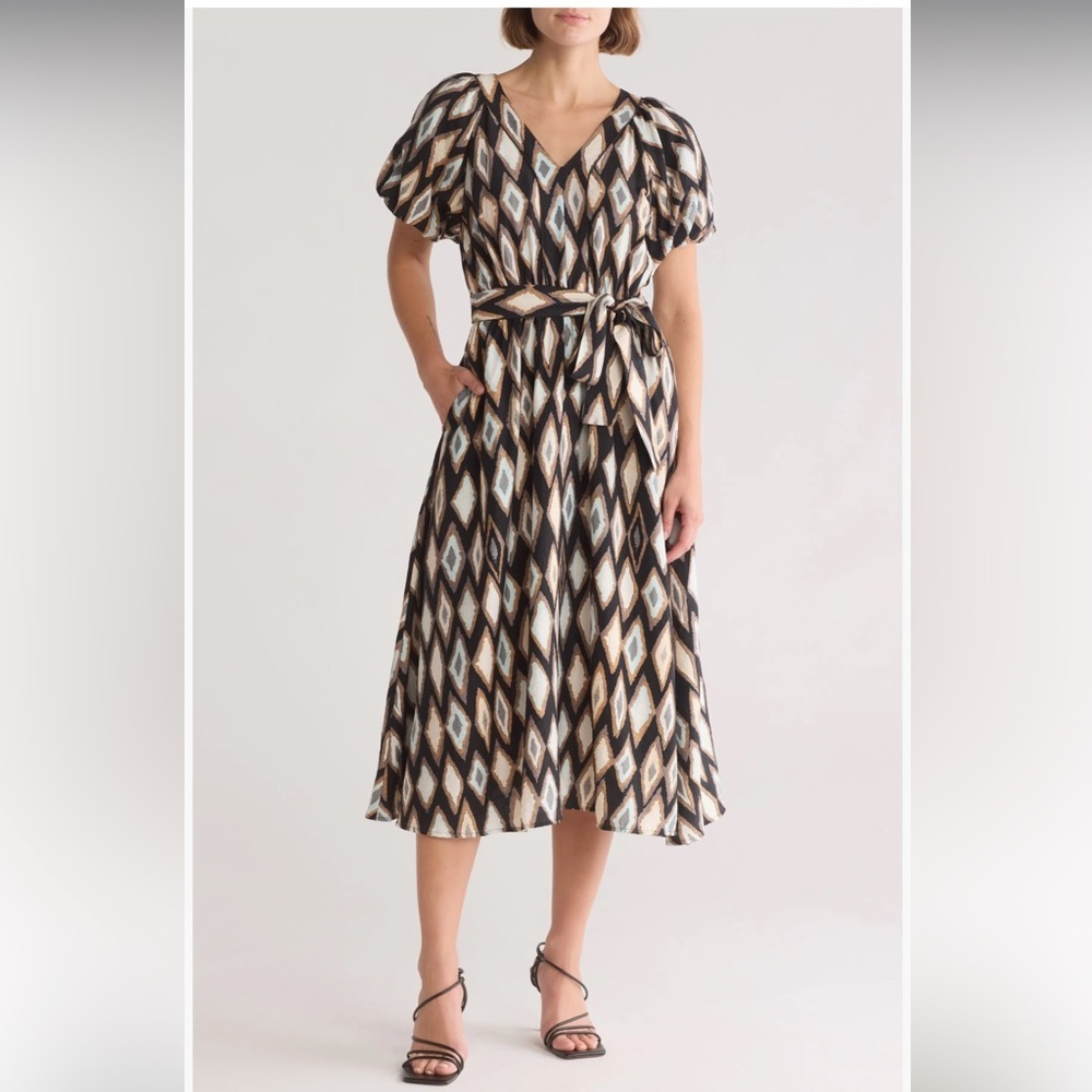 MELLODAY Bubble Sleeve Midi Dress